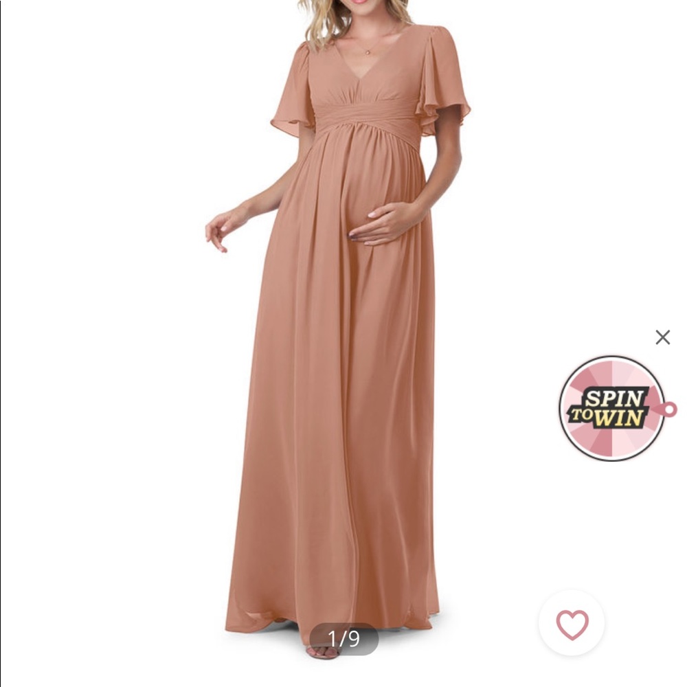 Azazie Verna maternity bridesmaid champagne rose